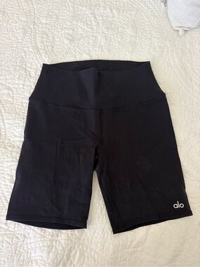 ALO Yoga Black High-Rise Bike Shorts with Logo